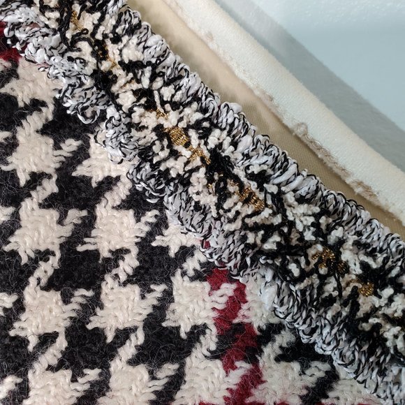 Zara Red White and Cream Houndstooth Camisole Tank Top M - Picture 7 of 8